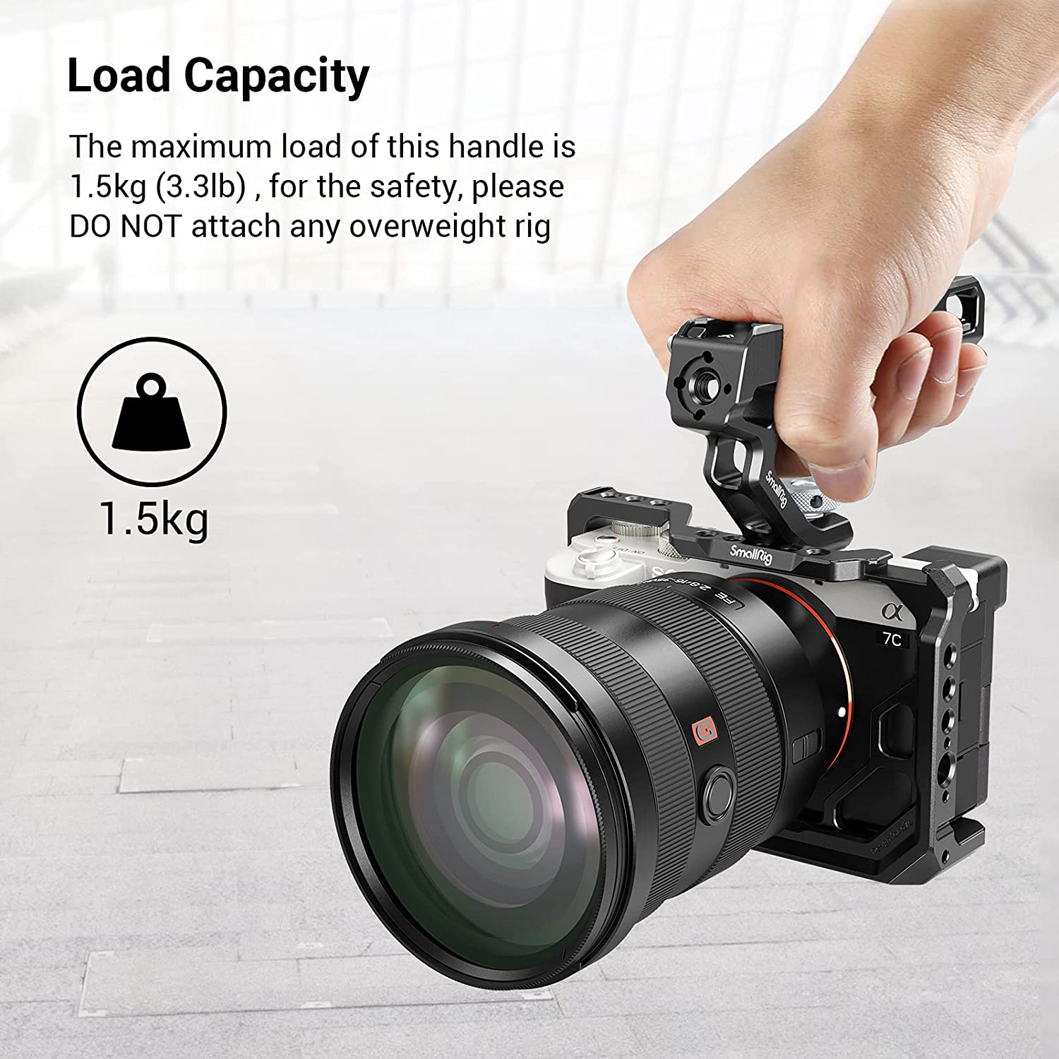 SmallRig Cold Shoe Adapter Handle To Mount DSLR Cameras and Cages With Thumb Screws +15 mm Rod Clamp Universal Handgrip 2094C