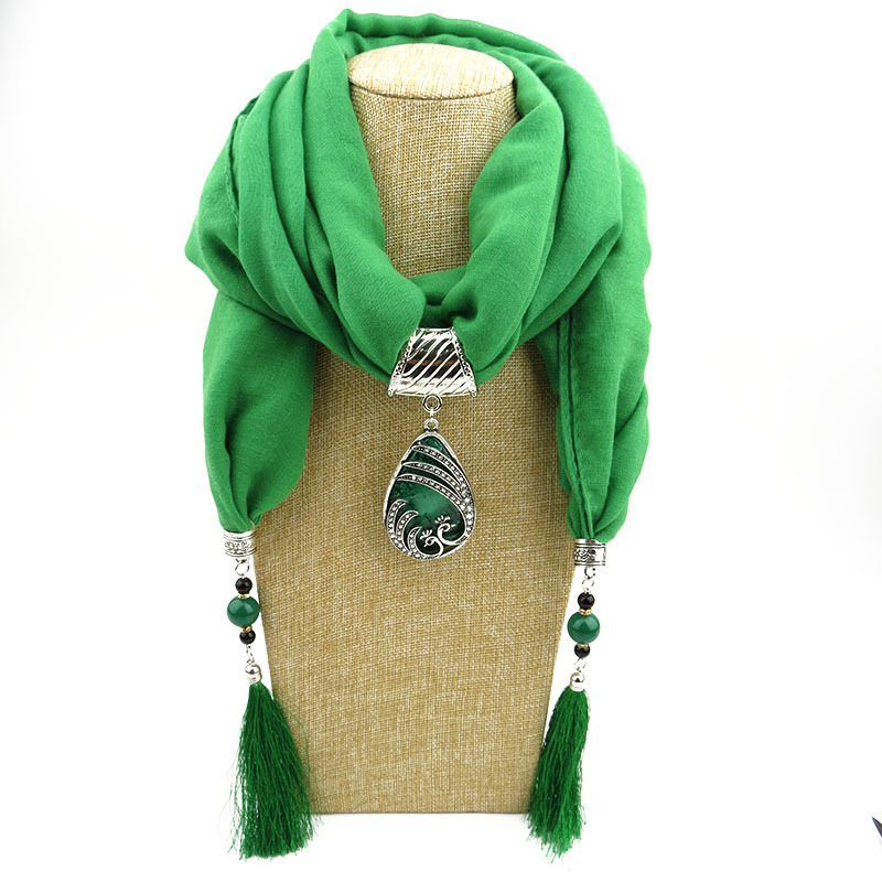 luxus Frauen Schmuck Anhänger Wasser Tröpfchen Baumwolle Schal Lange Quaste wickeln Weich Halskette Weibliche Foulard Muslimischen Kopf scarve: 2
