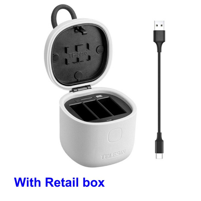 Decodificador TELESIN de batería de li para Gopro 8 7 6 5 y 3 en 1, caja de almacenamiento, cargador, lector de tarjetas para cámara go pro hero 8 5 6 7 hero8: option 2