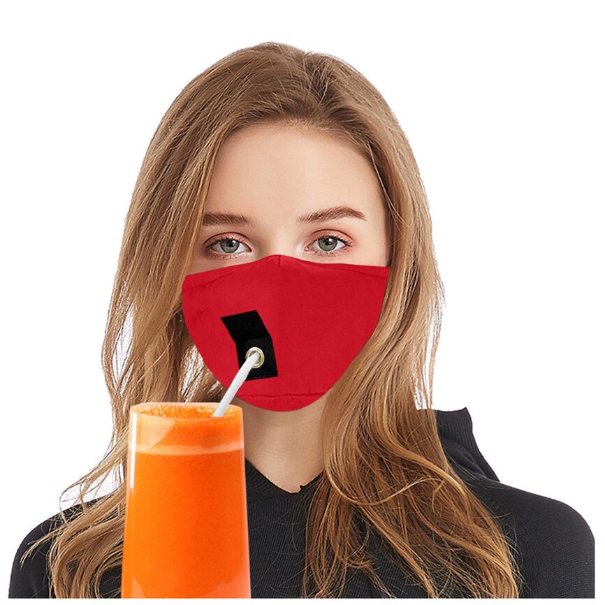 Adult Protect Dustproof Cotton Face Drinking with Hole for Straw Breathable washable straw cloth For Faces Protection: RD