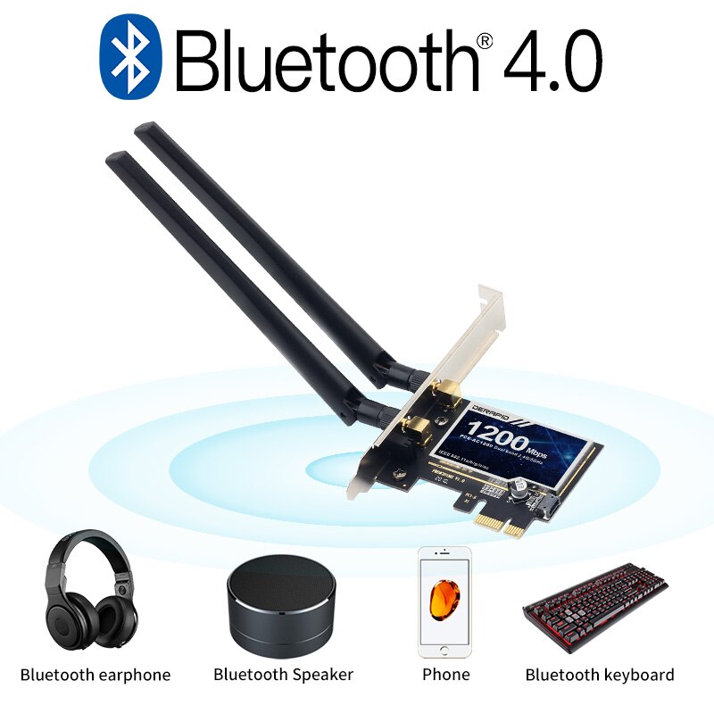 1200Mbps Wireless PCI-e Adapter 802.11ac Bluetooth 4.0 WiFi Wlan Card 2.4G/5GHz Desktop Wifi PCI Express Adapter For Win 7 10 11