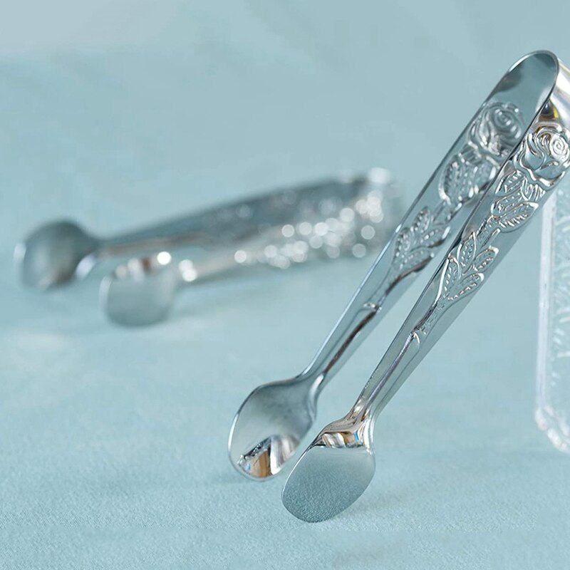 Rose Handvat Suiker Tang, 4-Inch Mini Voorgerecht Tang, Roestvrij Staal Kleine Suiker Tang, Ijs Tang