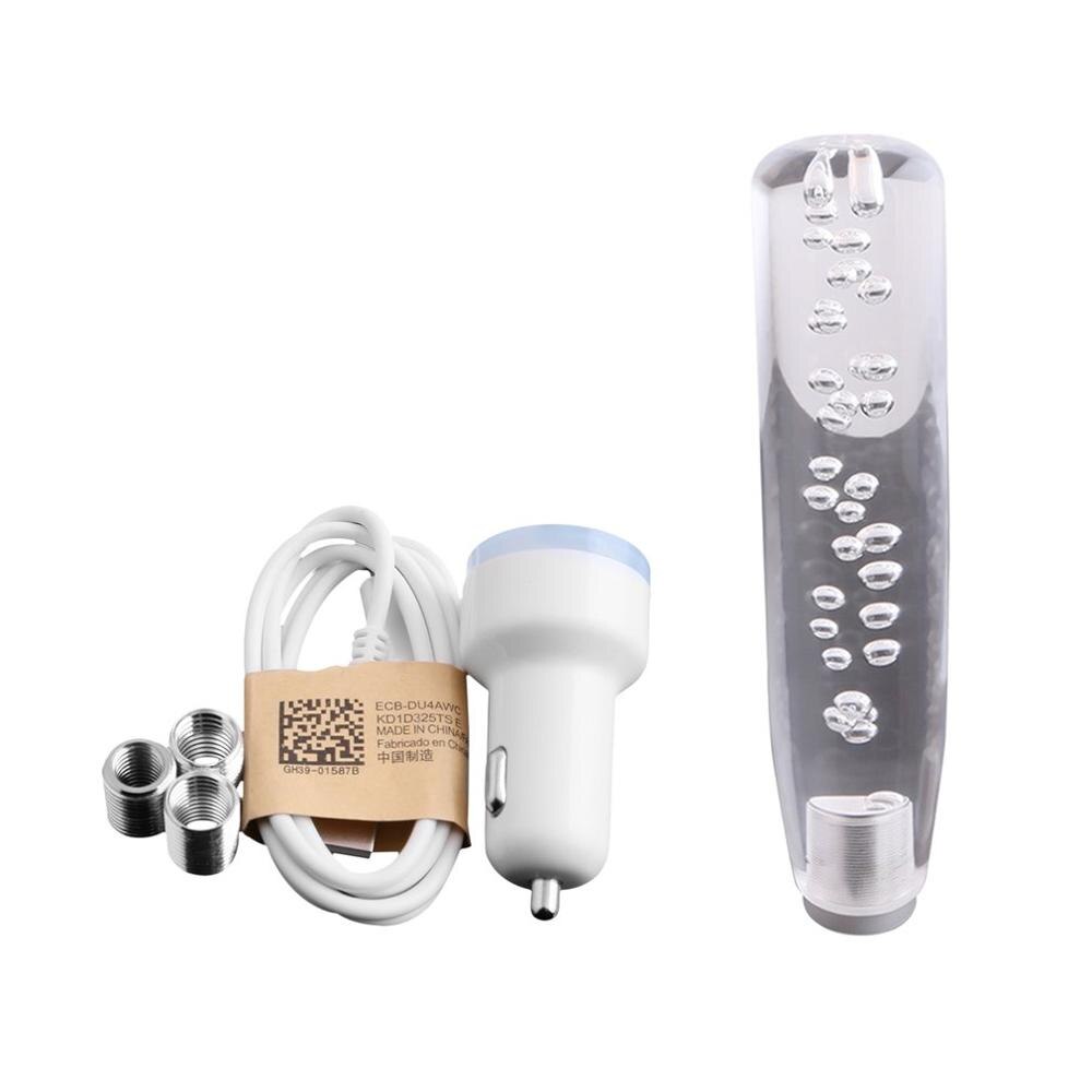 LED Light Color Changing Crystal Bubble Car Gear Shifter Knob Stylish Manual Shifter Stick With 2 USB Interface Charger: Default Title