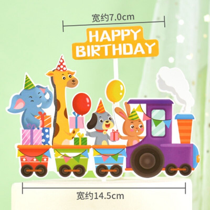 Cartoon Animals Cake Toppers Little Ballon Happy Birthday Cake Decor Happy Birthday Party Decor Kids Boys 1st Birthday Decor: Default Title