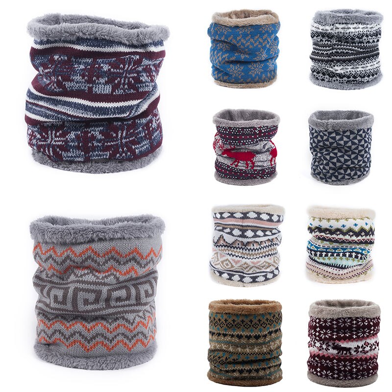 Xmas Winter Snood Warm Male Soft Fleece Scarves Women Knitted Scarves Men Winter Scarf Ring For Men Neck Shawl Snood Wrap Collar