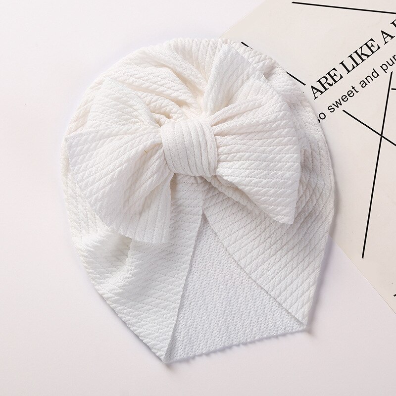Wafel Tulband Hoed Baby Knoop Boog Hoofdband Baby Zachte Elastische Hoofd Wraps Kids Meisjes Bonnet Mutsen Cap Pasgeboren Hoofddeksels: 10
