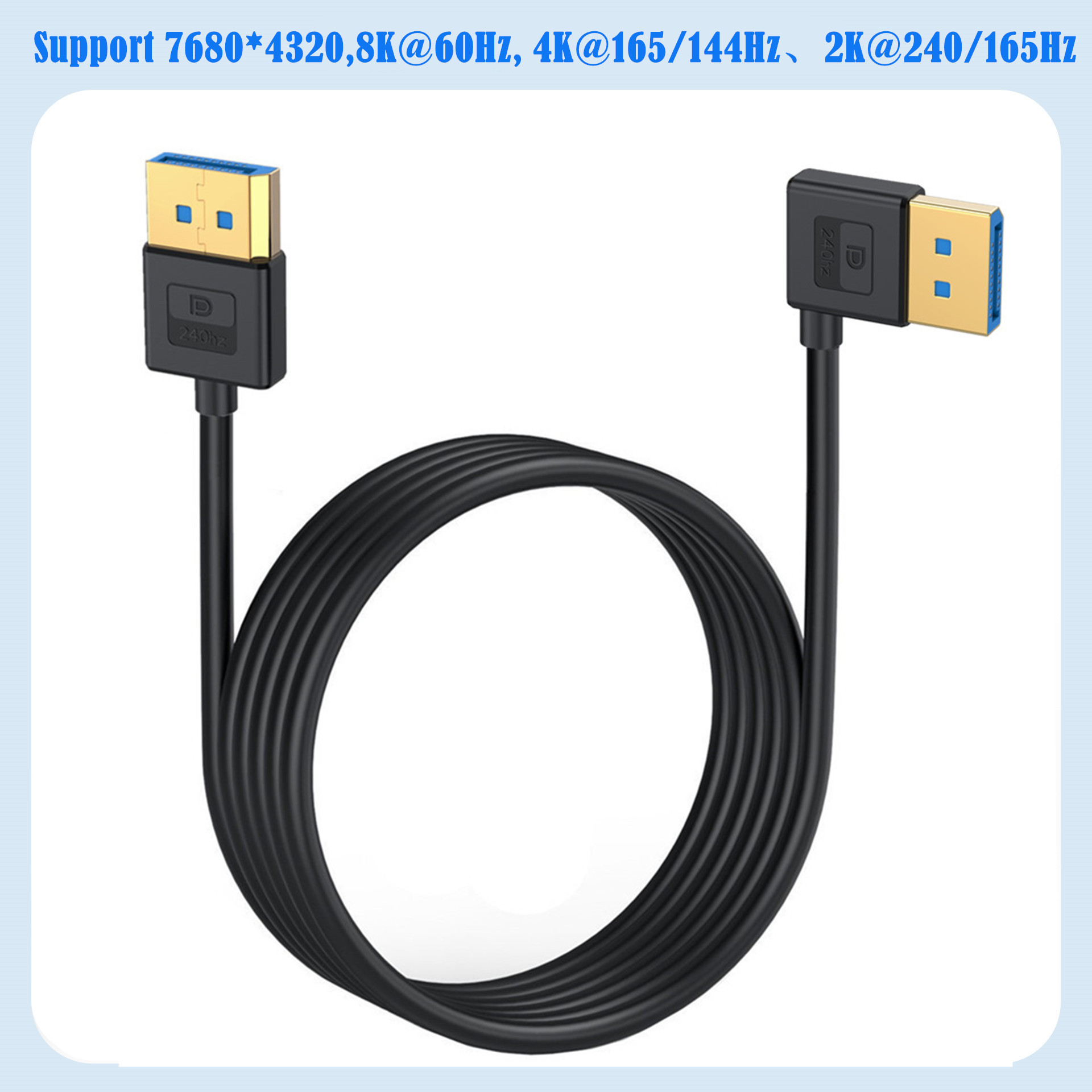 silicone cable Right Angle Displayport 1.4 Cable 90°Angled Displayport Cable 1.4V up to 8K 60Hz 4K/144Hz Supported 32.4Gbps