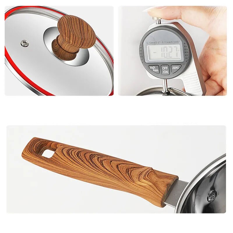 Milk Pot Stainless Steel Food Supplement Pot Multifunctional Small Steamer Uncoated Milk Pot Kitchen Pan Pans Frying Set