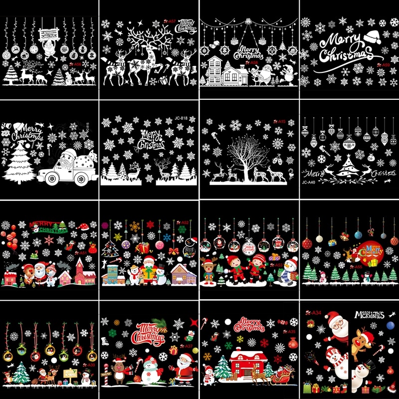 QIFU-pegatina de pared de Feliz Navidad para el hogar, decoración navideña de vidrio para ventana, sala de estar, pegatinas de Feliz Año , 2024, 2025