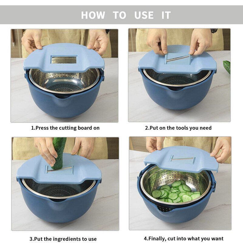 Potato Slicer, Multi Blade Adjustable,Slicer Cheese Potato with Drain Basket -Best Veggie Shredder Grater Set(1 PCS)