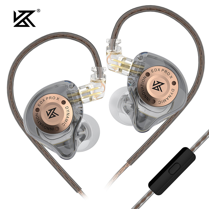 KZ-EDX Pro X fone de ouvido com fio estéreo baixo HIFI música esportes microfone com fio alto-falante acessório adaptador reduz o ruído: Verde exército