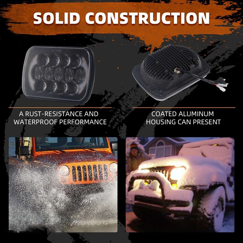 (par ) 210w 5 x 7 tommer 7 x 6 tommer projektor fjernlys led-forlygter med engleøjne drl til chevrolet jeep cherokee xj  h6054 h5