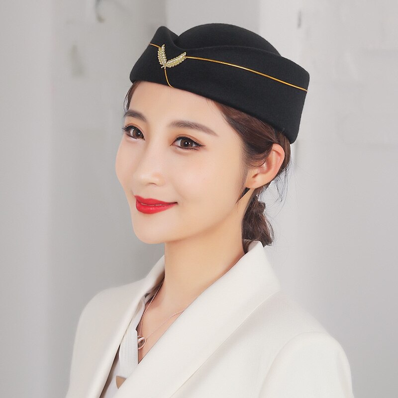 Frauen Stewardess Kostüm Zubehör Flug Begleiter Hütte mit Luft Gastgeberin Cosplay Kostüm Zubehör: Schwarz