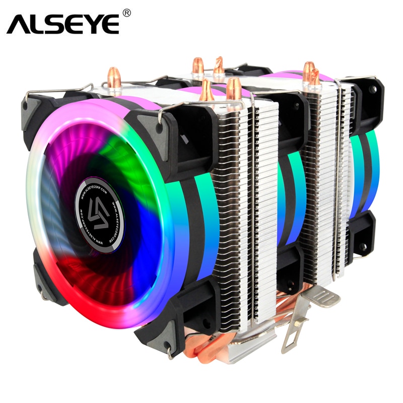 ALSEYE Dual tower CPU koeler 4 heatpipes 4pin 90mm RGB ventilator voor computer processor koelventilator koeler voor intel en AMD