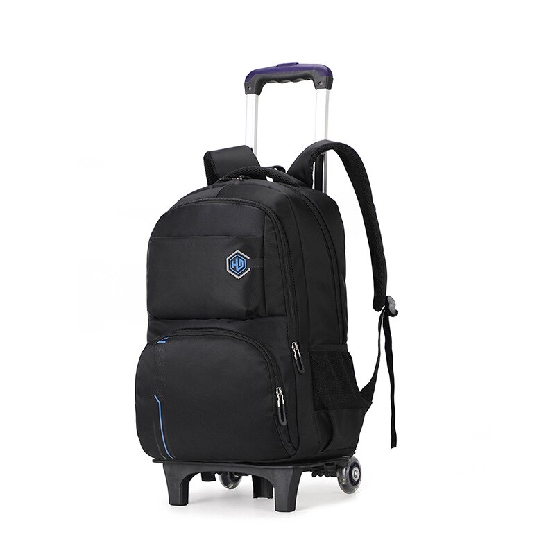 Sacs à dos d'école pour enfants, 2/6/ grandes roues, sac à dos à roulettes amovible, sacs d'école à roulettes, grande capacité, cartable bleu foncé: 2 roues noires
