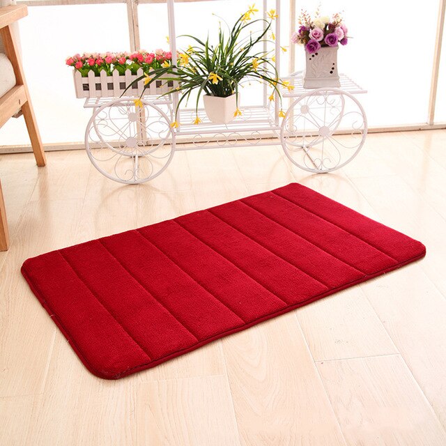 Tapete de banho quarto casa prática não-escorregar tapetes memória espuma tapete chuveiro almofada para banheiro cozinha: Vermelho