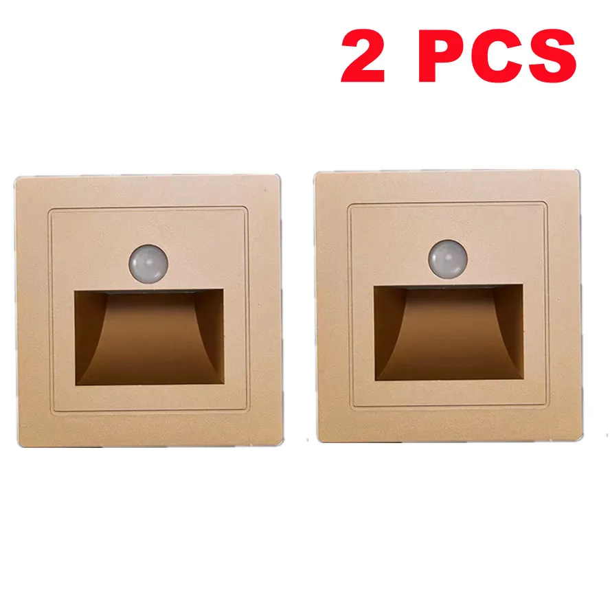 Capteur de mouvement infrarouge veilleuse intérieure extérieure escalier étape applique murale 3W encastré LED étape lumière escalier chambre décoration: 0-5W / Rose