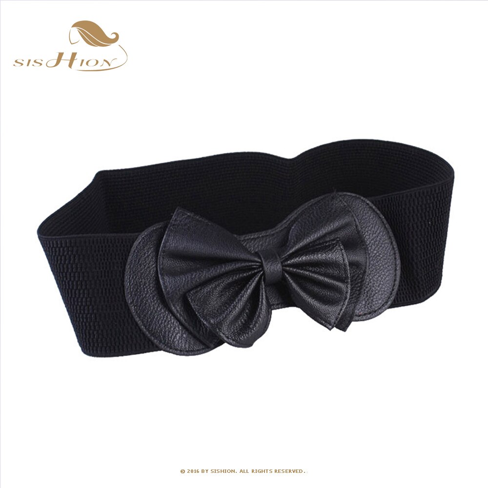 Elastic Waistband for Dress Accessories VD2626 ремень женский Women Red Black Wide Corset портупея Korean Belt with Bow: black