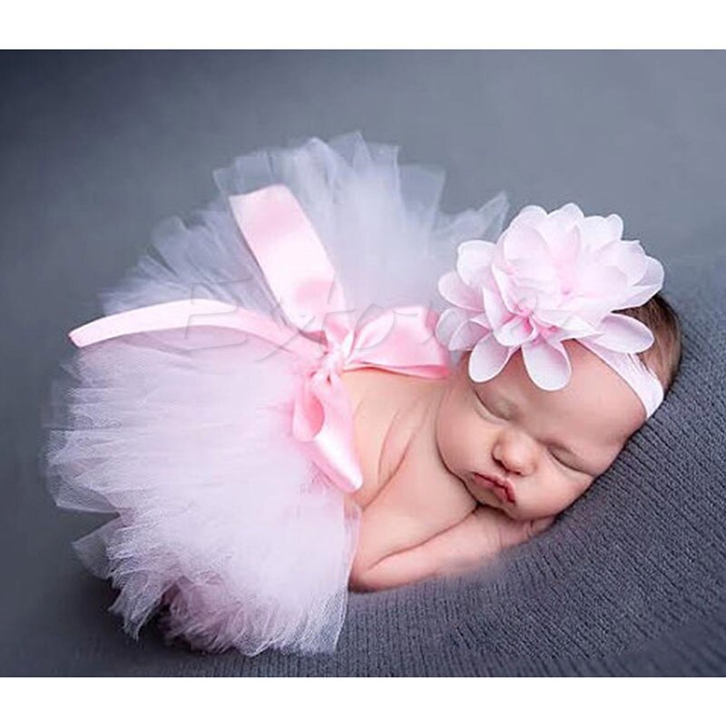 Leuke Peuter Pasgeboren Baby Meisje Tutu Rok &amp; Hoofdband Photo Prop Kostuum Outfit: 7