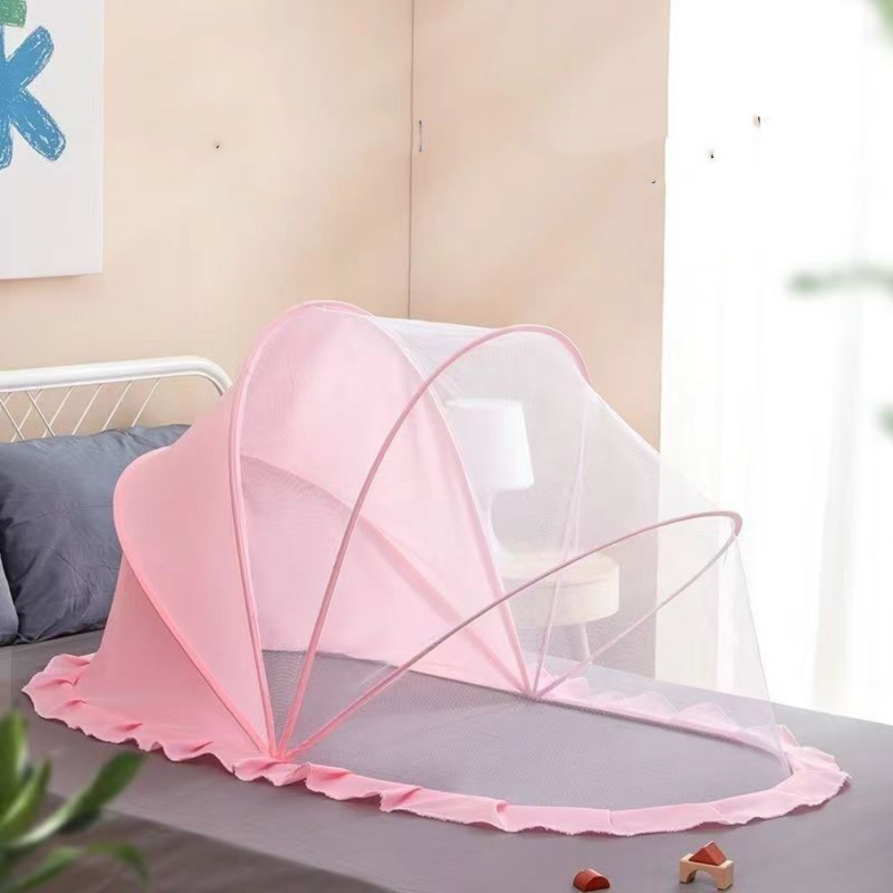 Nuovo letto pieghevole zanzariera unded accessori per bambini baldacchino per bambini yurta parasole in plastica copertura per zanzare: nero