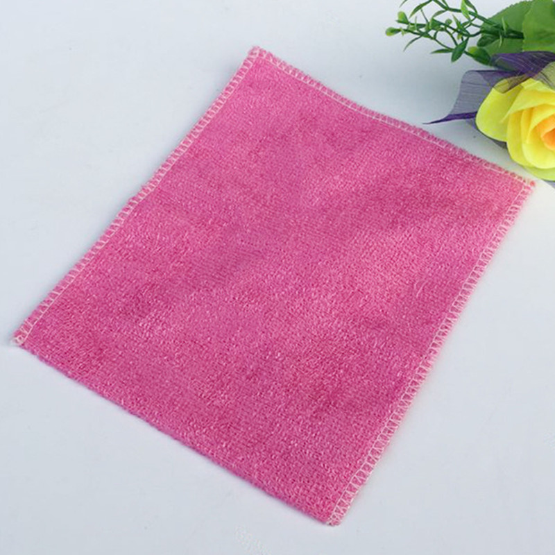 Kitchen Anti-grease Dishcloth Wiping Rag Bamboo Fiber Towel Cleaning Cloth Household Washing Disrag Kitchen Cleaning Towel Wiper: Pink