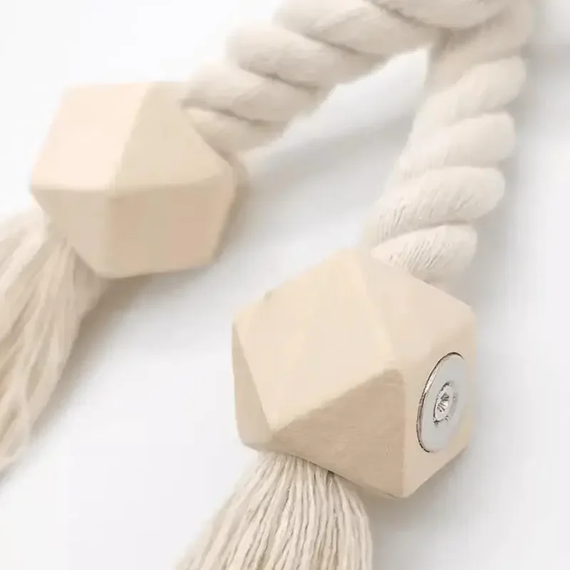 Cortinas Magnéticas de estilo bohemio para decoración del hogar, accesorios tejidos a mano de madera maciza para habitación, soporte con Clip, 2 piezas