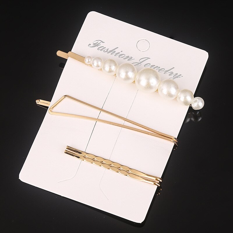 1Set Vrouw Parel Haarspelden Legering Haarspeldjes Geometrische Goud Haar Clip Zoete Hoofddeksels Haarspeldjes Hoofdband Haar Accessoires: C6