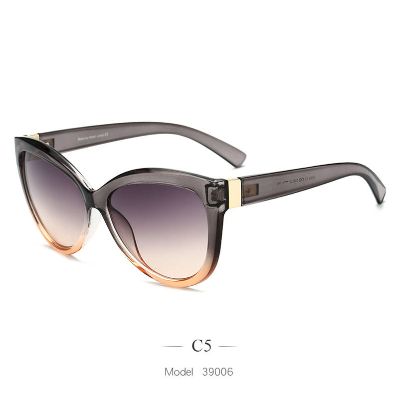 Yooske cat eye solbriller kvinder overdimensionerede solbriller dame luksus mærke nuancer gradient briller: C5
