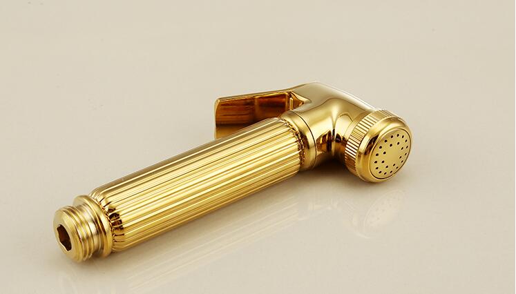 Gold hand shower bathroom golden handhold water saving shower gold bidet shower head bathroom golden hand shower: Burgundy
