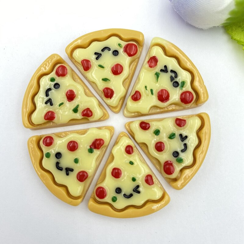 10st Handgeschilderde hars imitatie Mini Pizza Plat Miniatuur patroon applique DIY Bruiloft plakboek ambacht: Default Title