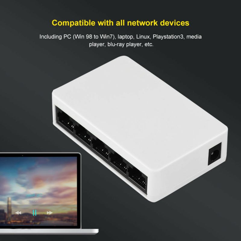 Mini Netzwerk Schalter 5 Hafen 10/ 100Mbps schnell Ethernet Netzwerk Schreibtisch schalten LAN Hub/Voll-oder Halb Duplex austausch, EU/uns/UK Stecker