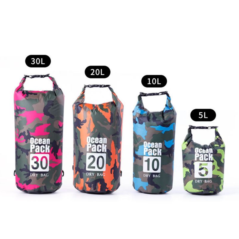 Vandtæt tørpose til kvinder mænd , 5l/10l/20l/30l rulle top let tør opbevaringstaske rygsæk til rejser ,4 farver