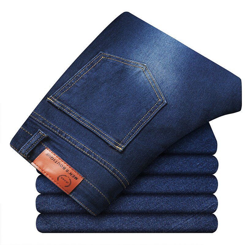 Zakelijke jeans heren direct rechte herfst heren broeken denim broeken blauw lichtgewicht elastische yong man jeans beroemd merk: Blauw / 33