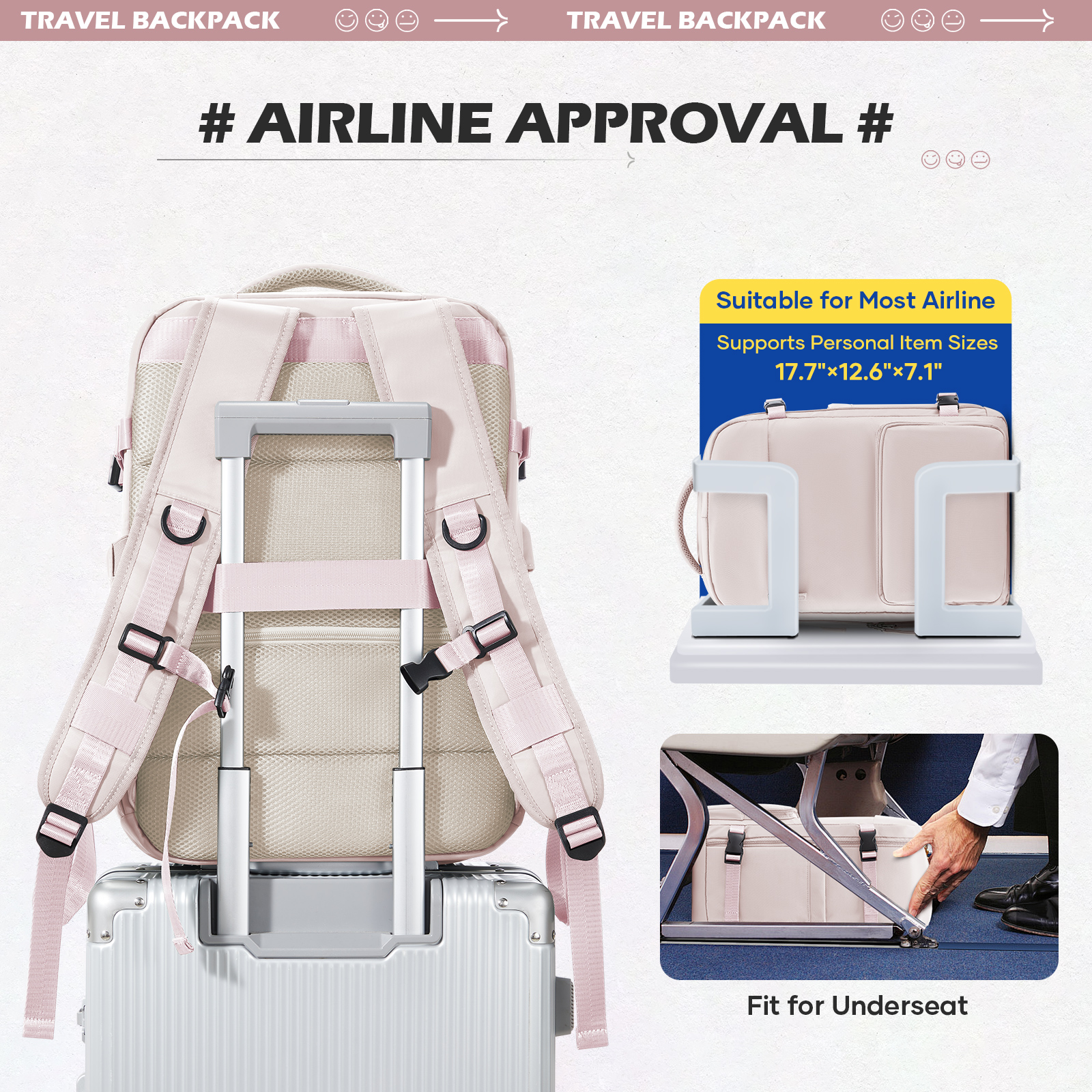 Cabin Airplane Vacuum Travel Backpack, Backpack Hand Luggage 30L Women's Men's 15.6-inch Laptop Bag Vacuum Compression Backpack