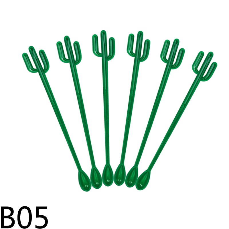 Agitateur de boissons en plastique, 6 pièces, pour fête d'été, fête tropicale, décoration de fête hawaïenne, flamand rose, agitateur de boissons, café: B05
