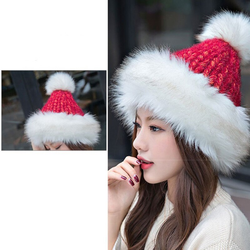 Stylish Women Fluffy Hat Knitted Beanies Winter Ski Hats Weaving Mongolia Cap for Outdoor ENA88