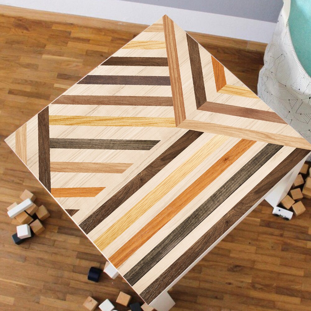 Autocollants de Table en PVC Style Grain de bois, 55x55CM, pour café Bar, autocollant de rénovation de bureau, bricolage, housse de nappe imperméable