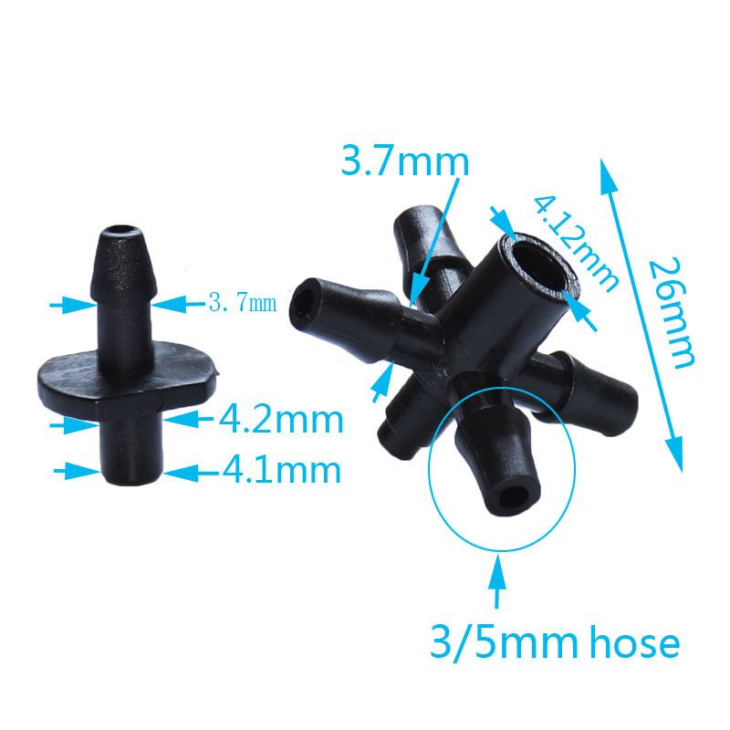 wxrwxy Drip irrigation 4 way cross Connector dripper 5 way cross Water diverter drip arrow adapter 1/8" barbed connector 250 pcs