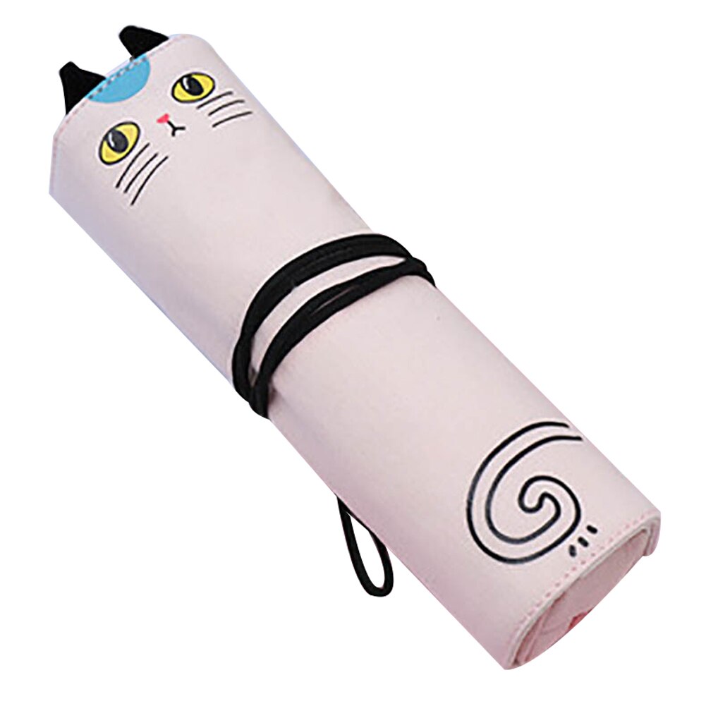 Canvas Roll Etui Student Pen Box Zak Stationery Potlood Tassen Opslag Pouch Materiaal Escolar Чехол Для Карандашей: Roze