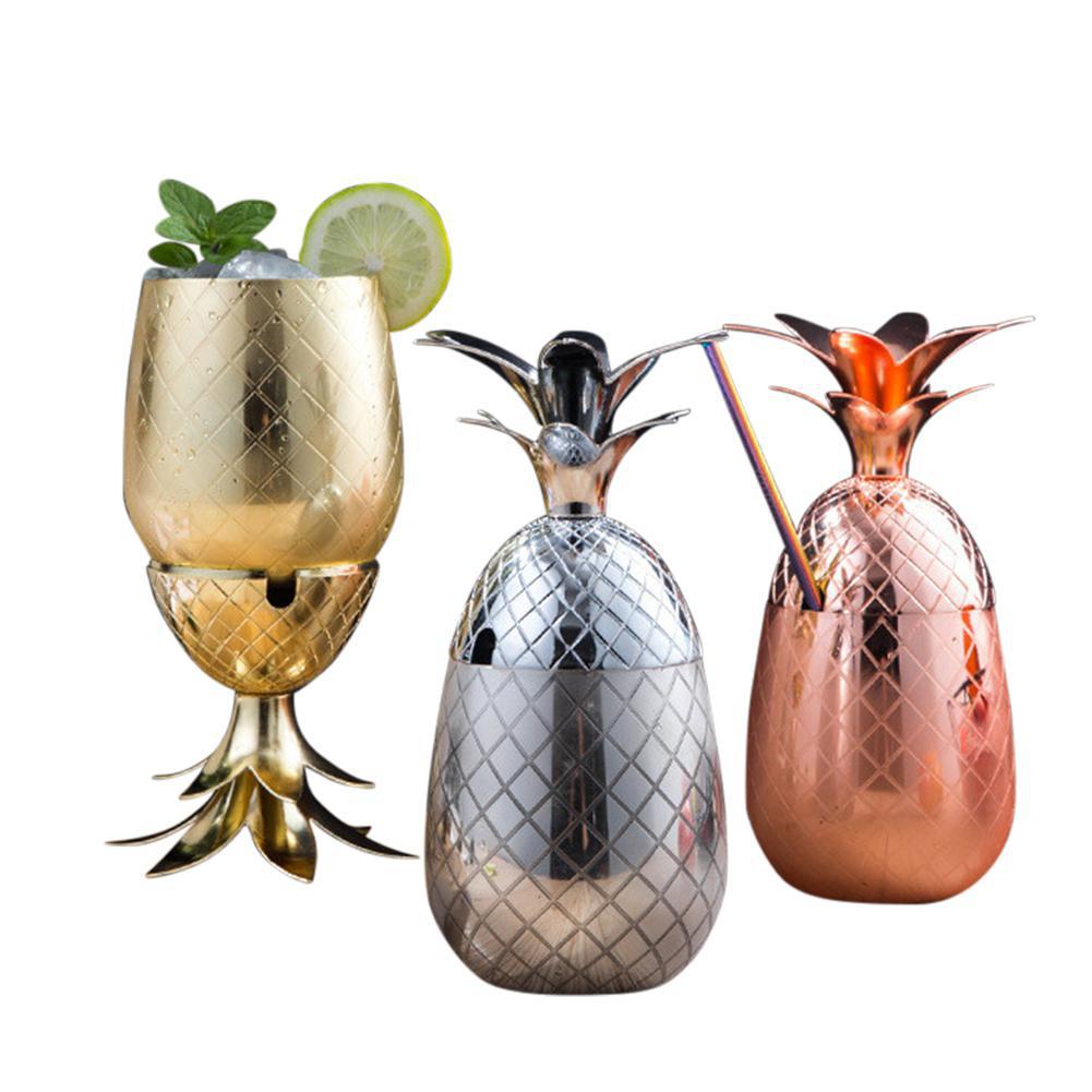 Décoration en verre de Cocktail d'acier inoxydable de forme d'ananas