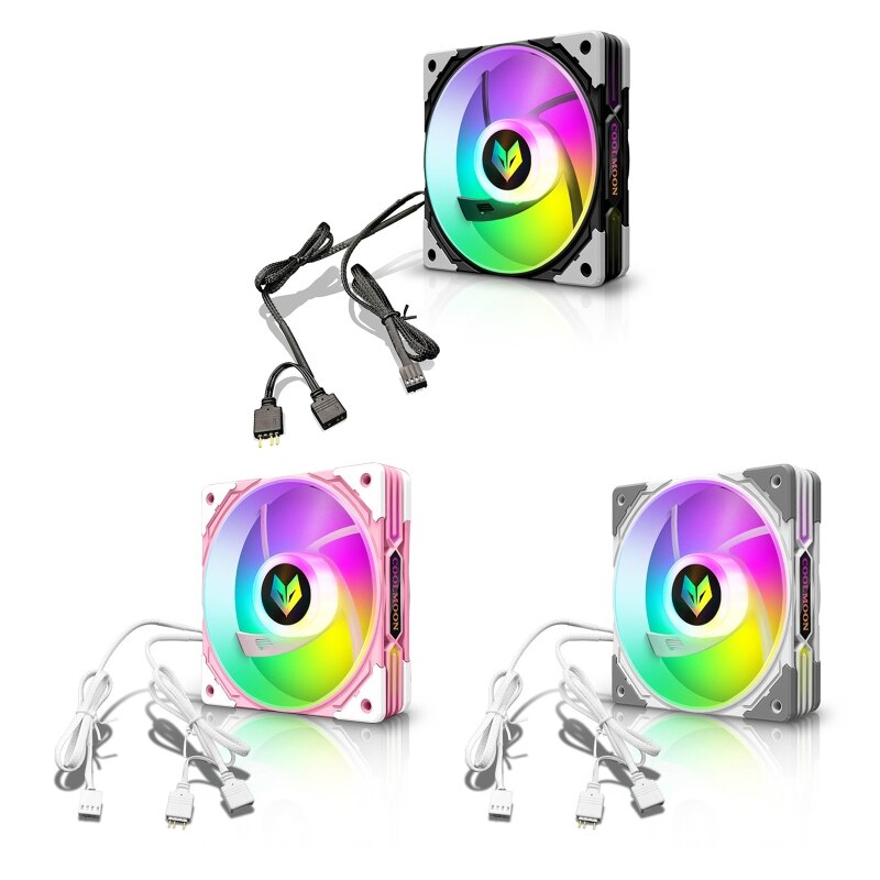 Coolmoon Chassis PC Fan Adjust ARGB Cooling 120mm Silent Control Computer Cooler