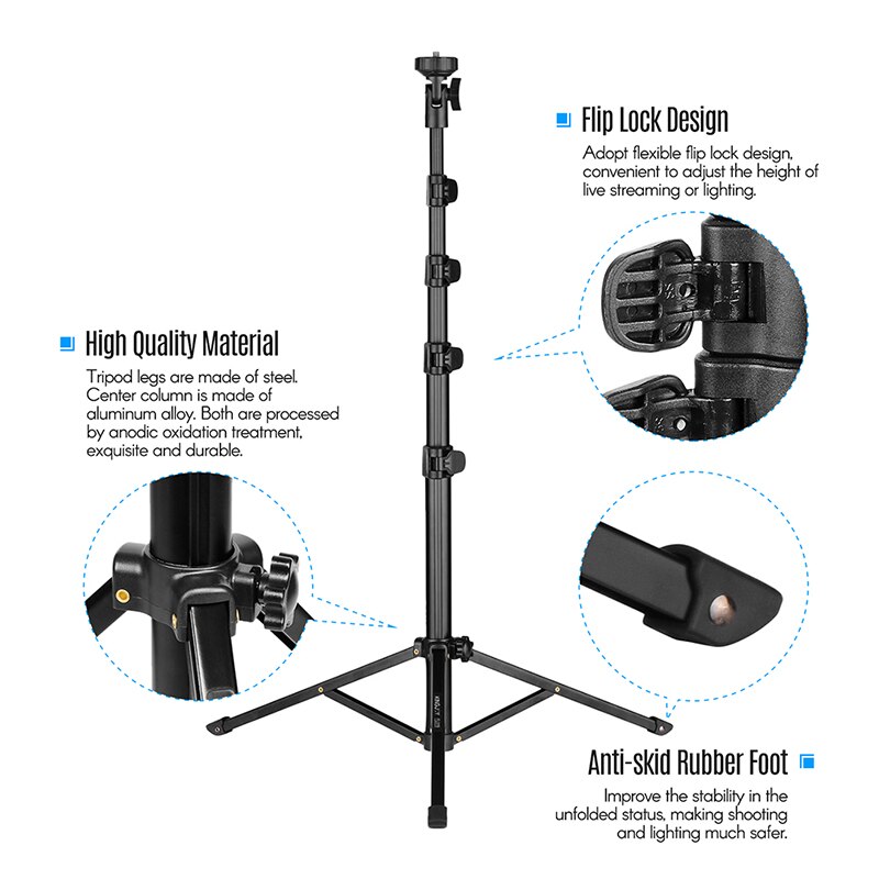All-Metal Floor-Standing Tripod Phone Holder Lightweight Durable Live Video Broadcasting Bracket For Camera Smartphone