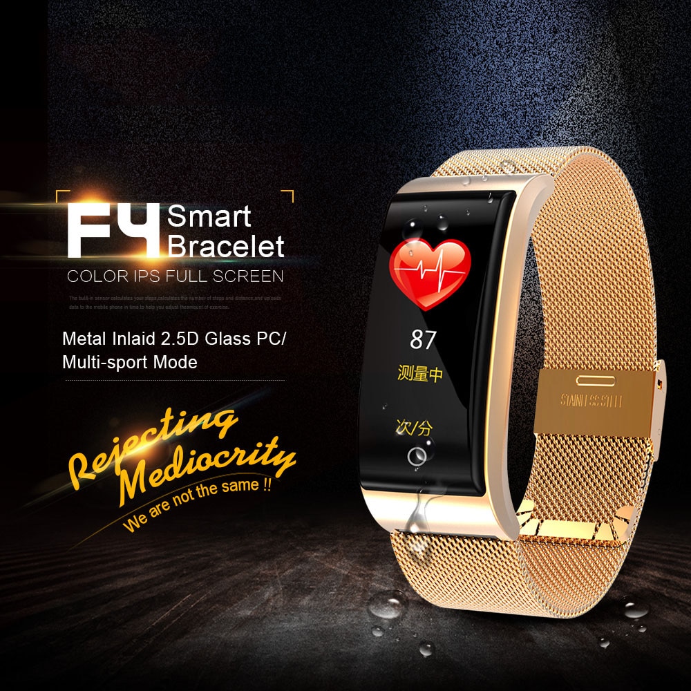 F4 Smart Band Blood Pressure Heart Rate Monitor Men Women Wristband Fitness Sports Watch Pedometer Smart Metal Bracelet