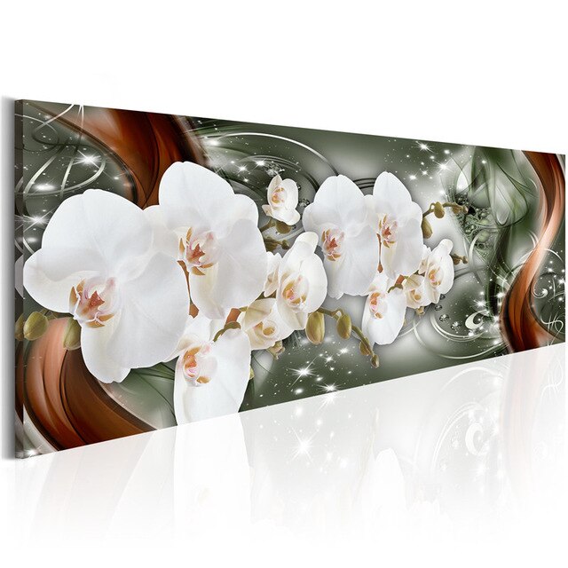 Huacan diy diamant maleri 5d orkidé fuld firkantede/runde broderi blomster boligindretning diamant kunst: 4259 / Hel runde 30 x 90cm