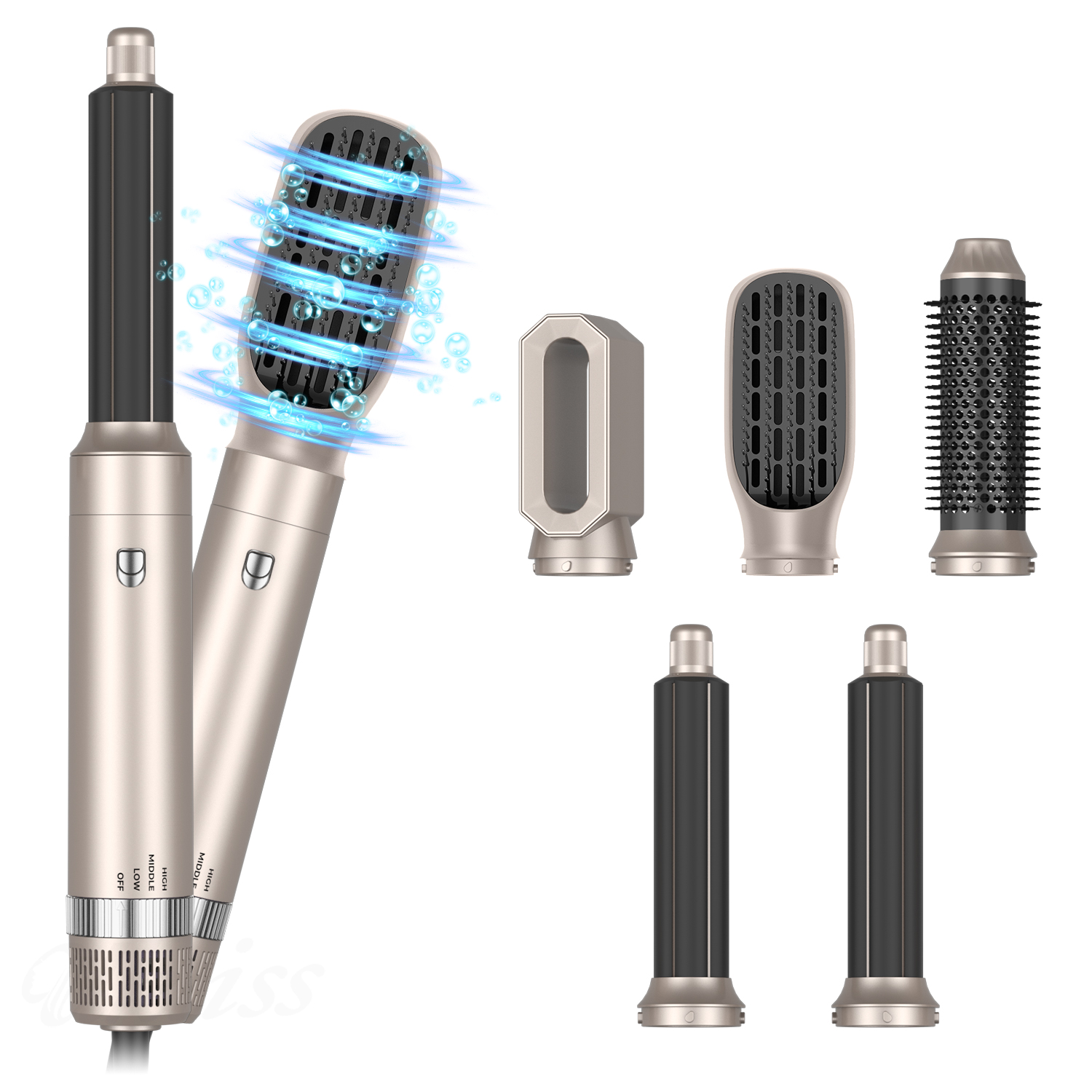 Hair Dryer 5 In 1 Hair Styler Air Comb Electric Hair Heating Brush High Speed Blow Dryer Hair Blower Brush: black / US Plug