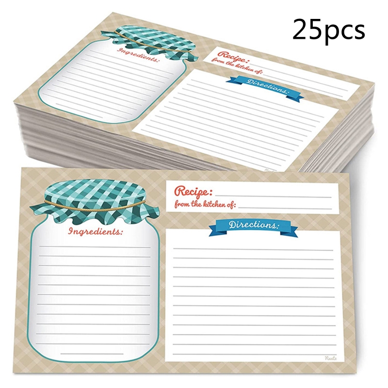 Kitchen Recipe Cards 25Pcs Double Sided Blank Handwriting Message Card for Home Kitchen Wedding Party DIY Supplies Q84D