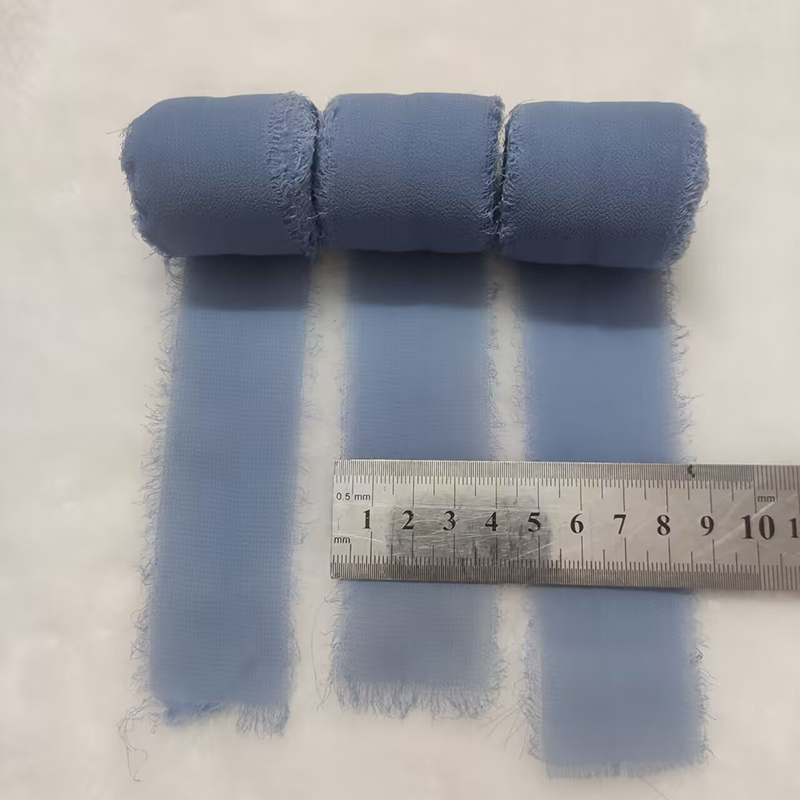 3 Rollen staubiges blaues Chiffonband, Hochzeitseinladungen, handgefertigtes Fransenband, DIY-Blumenstrauß-Schleifenband, Geburtstagsgeschenkverpackung