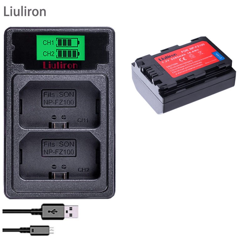 Np -fz100 npfz 100 np fz100 np fz100 batterij + type-c dubbele usb-lader voor sony np -fz100,  bc -qz1,  sony  a9, a7r iii , a7 iii, ilce -9: Oplader en 1 batterij