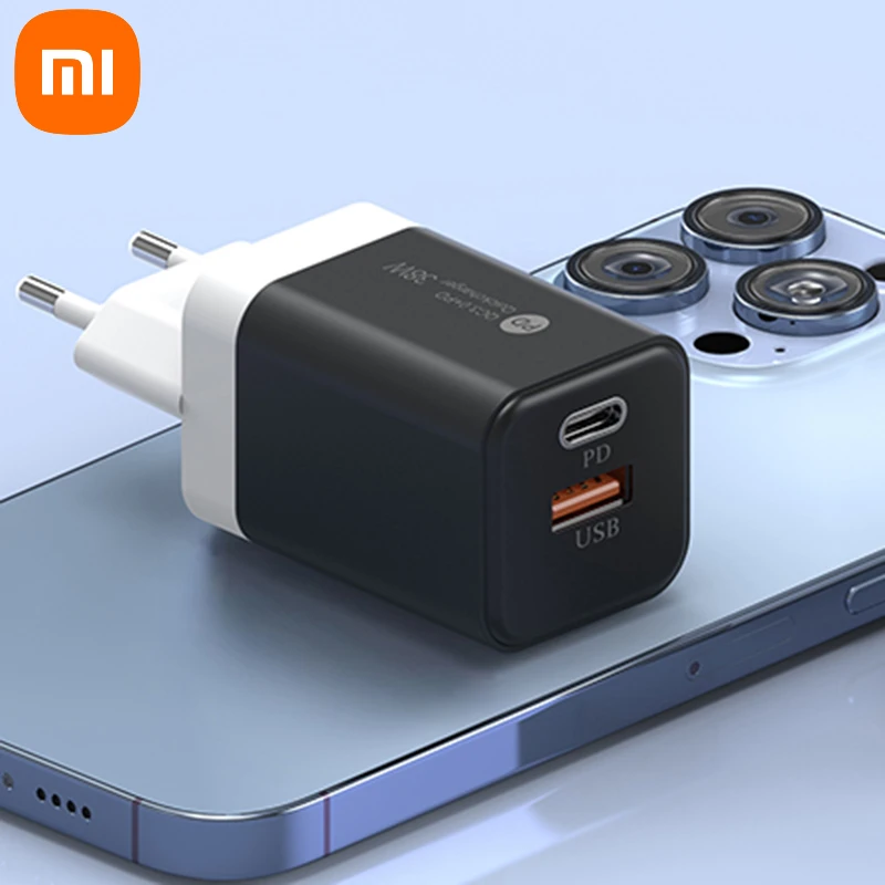 Xiaomi ultrasnabbladdare typ-c snabbladdningsadapter usb 3.0 2 portar snabb telefonladdare eu/us-kontakt för iphone huawei: Vit / Bunt 2