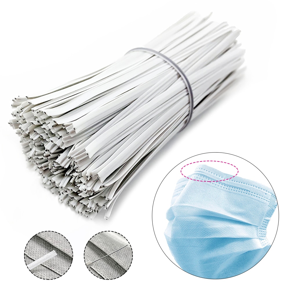 100 PCS/lot fil métallique aluminium déformable masque nez bandes nez pont pince-nez avec adhésif dos bricolage jetable masque matériel